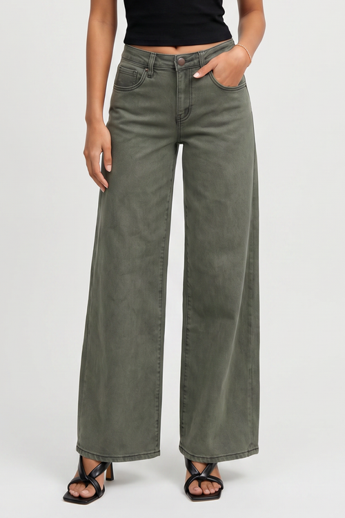 High Rise Wide Leg Vintage Wash