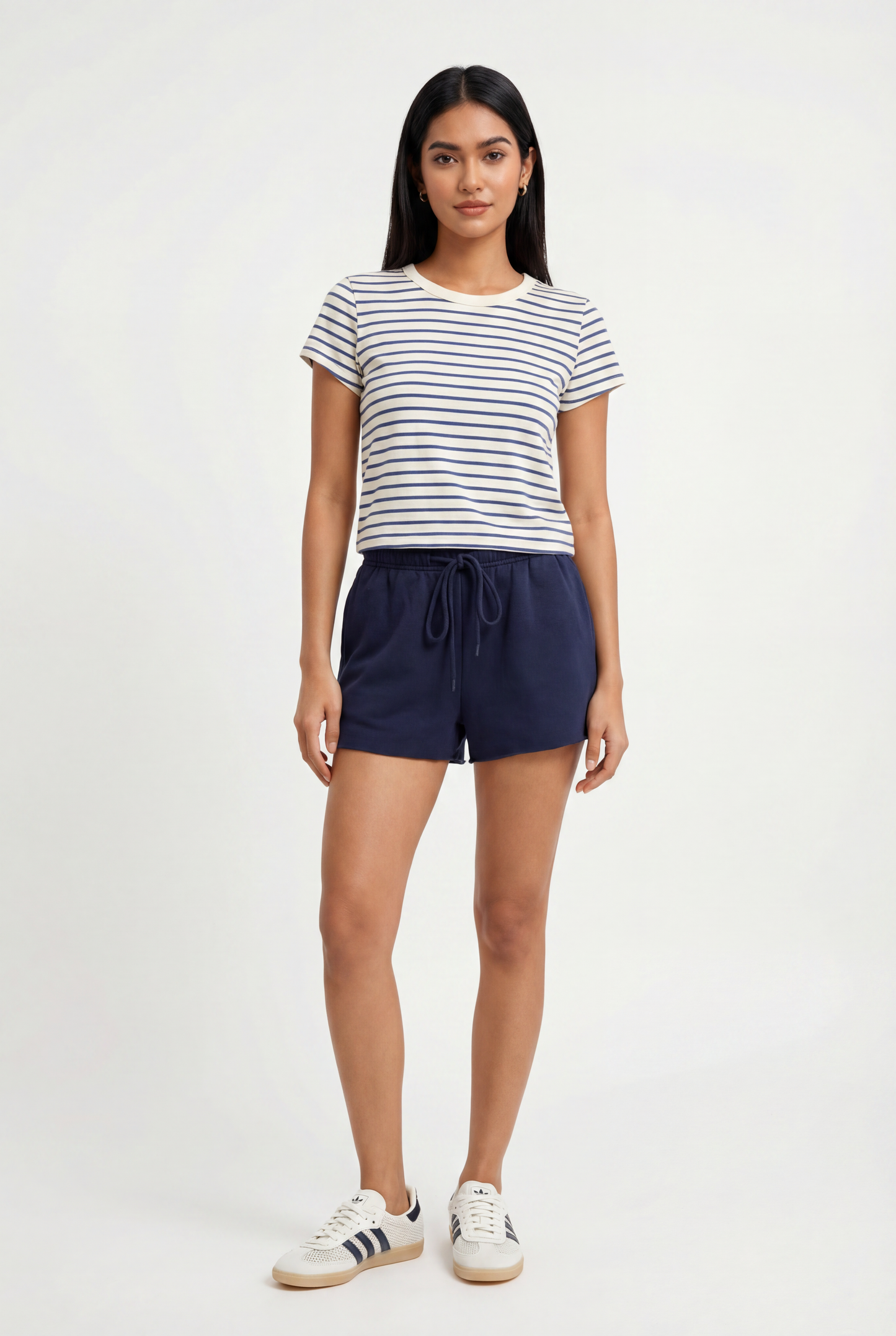 Junie Slub Tee Navy Stripe