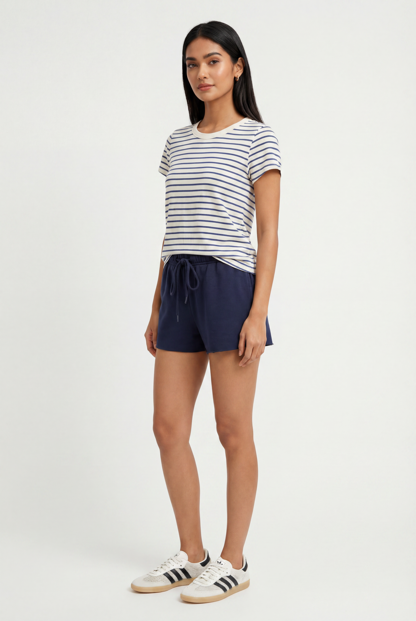 Junie Slub Tee Navy Stripe