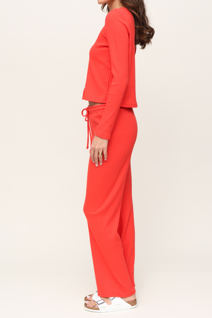 Lazy Day Rib Wide Leg Pant