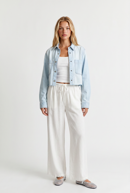 Light Wash Denim Button Front