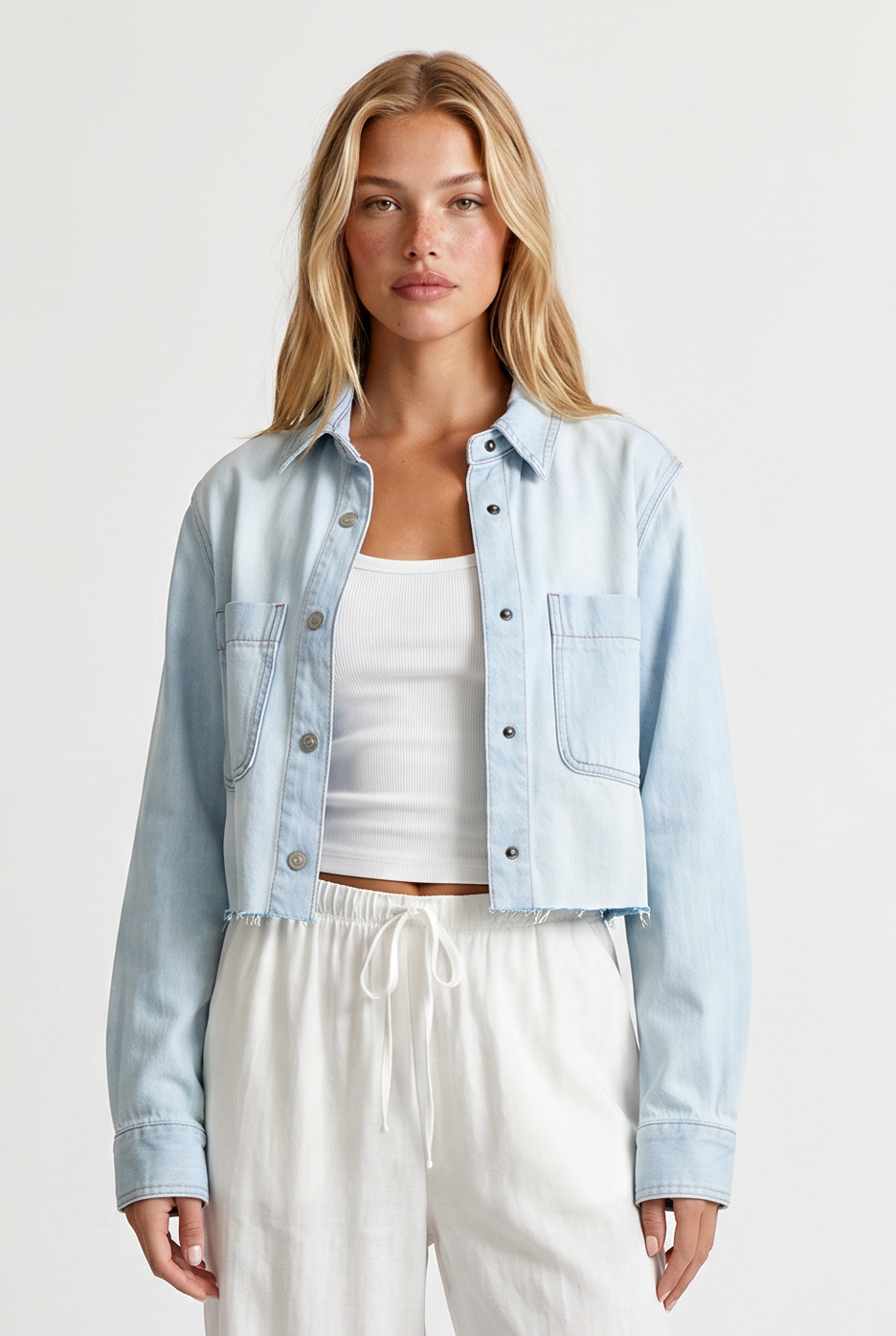 Light Wash Denim Button Front