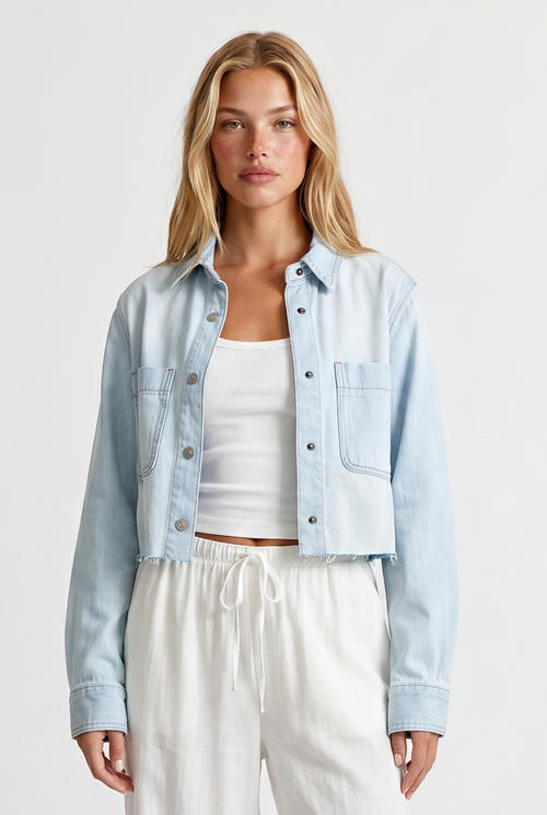 Light Wash Denim Button Front