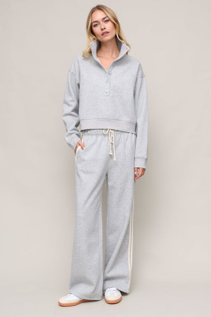 Line Up Button Henley Sweatshirt