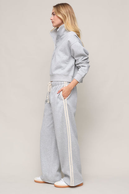 Line Up Button Henley Sweatshirt