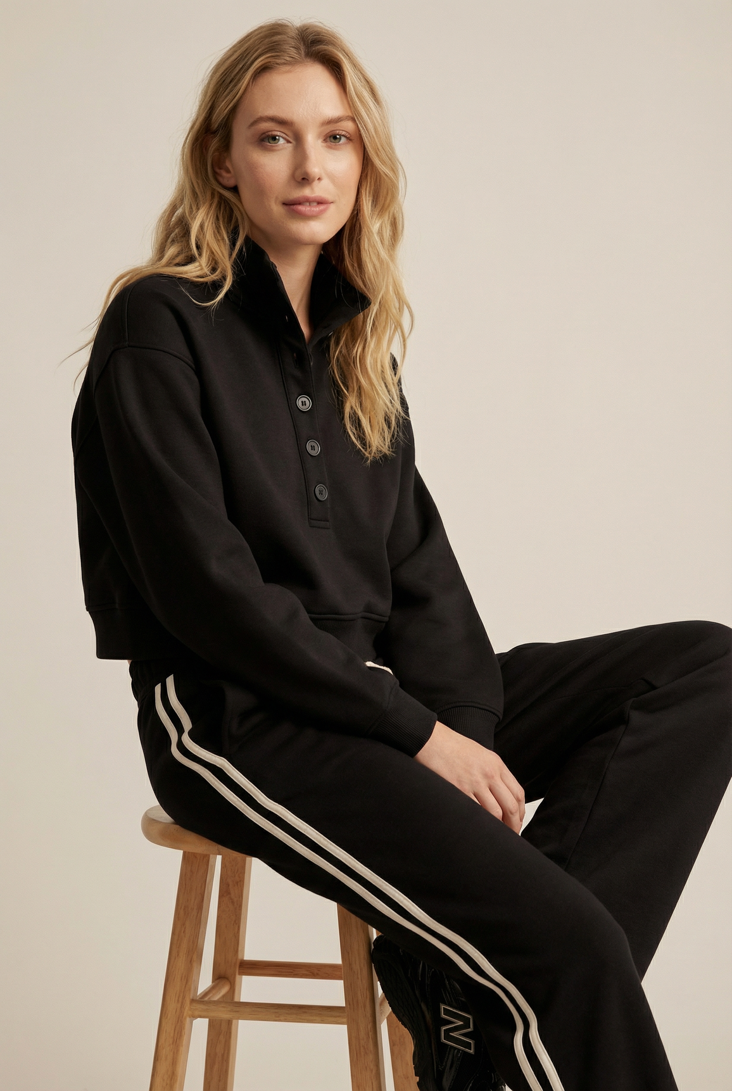 Line Up Button Henley Sweatshirt