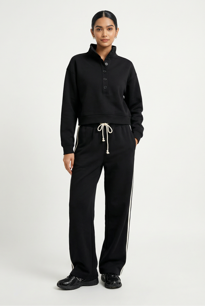 Line Up Button Henley Sweatshirt