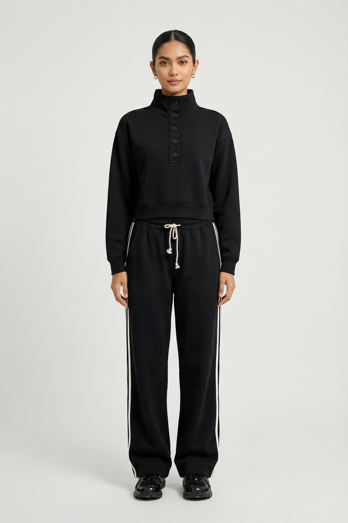 Line Up Button Henley Sweatshirt