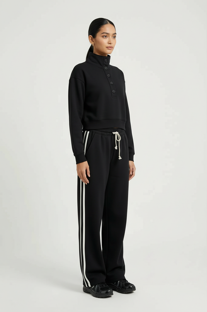 Line Up Button Henley Sweatshirt