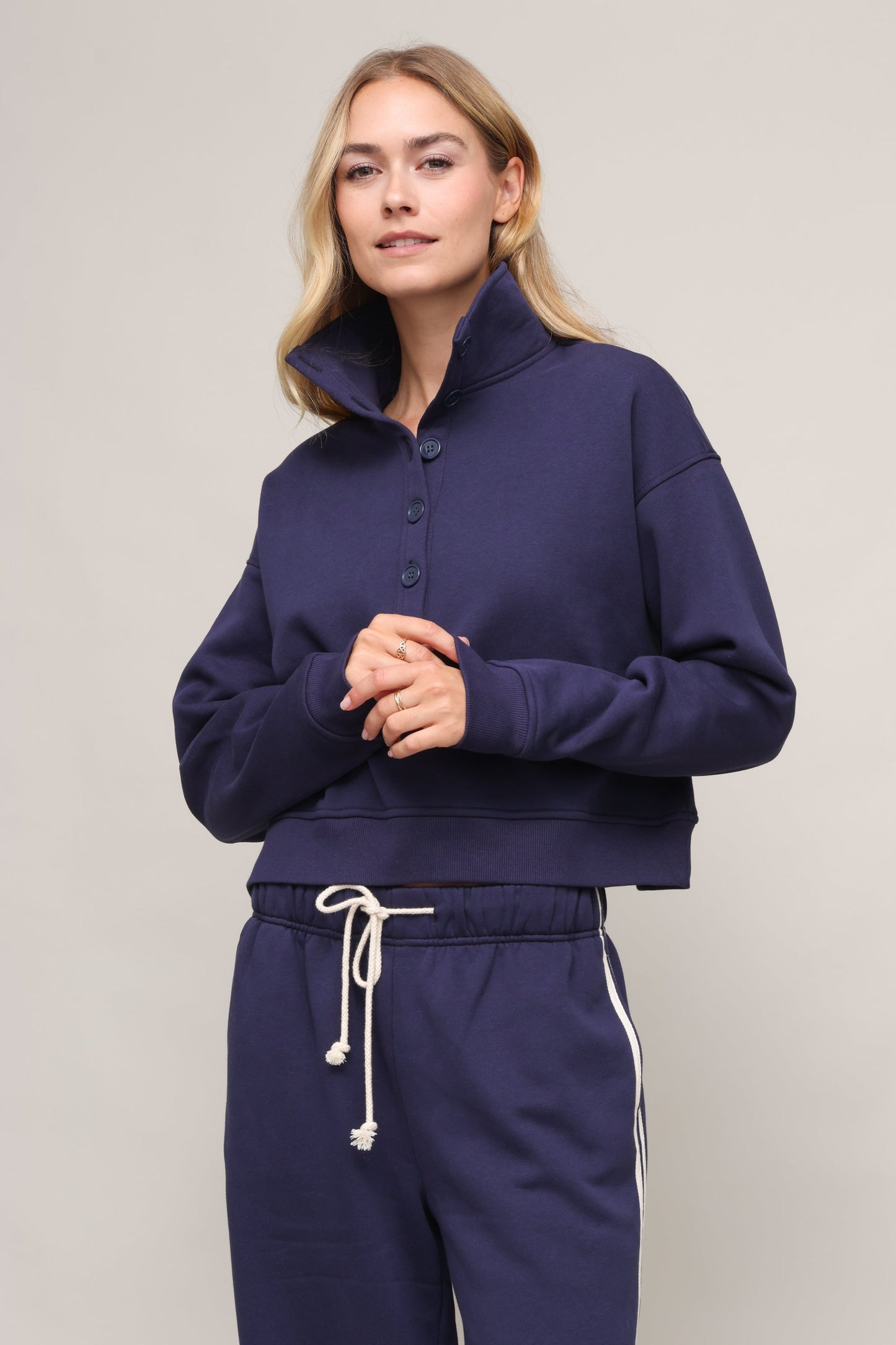 Line Up Button Henley Sweatshirt