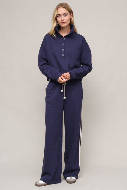 Line Up Button Henley Sweatshirt