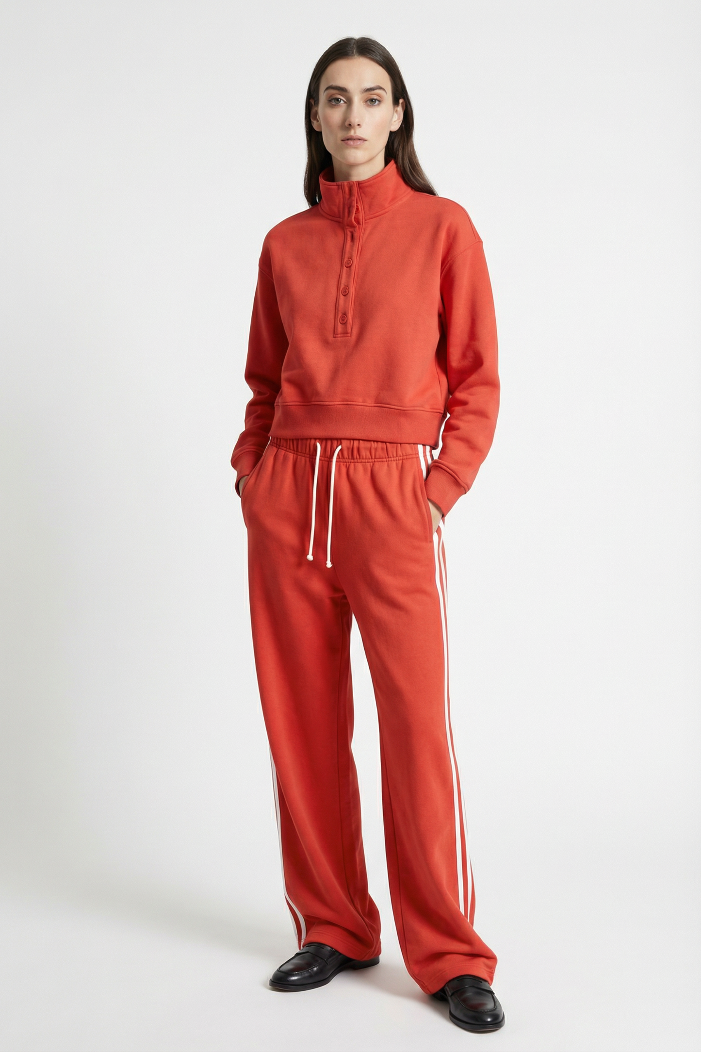 Line Up Button Henley Sweatshirt