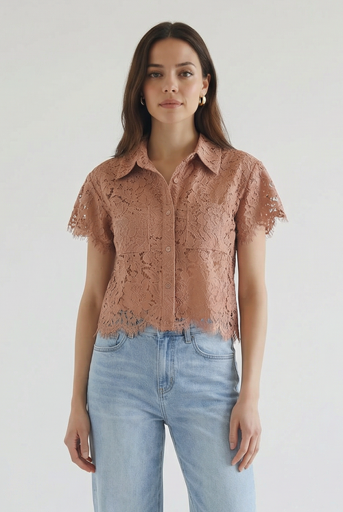Lizzie Lace Short Sleeve Top