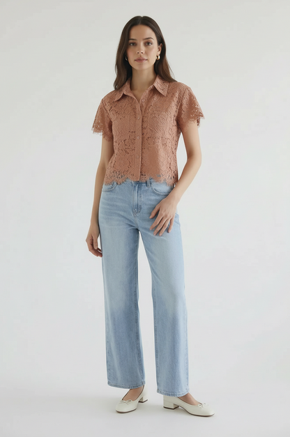 Lizzie Lace Short Sleeve Top