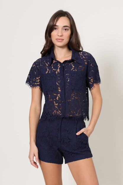 Lizzie Lace Short Sleeve Top
