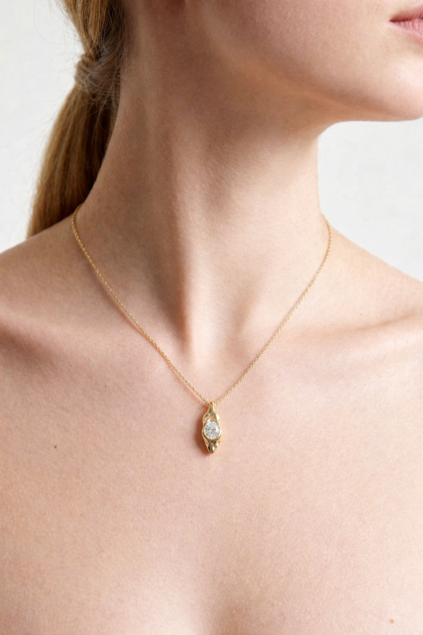 Long Pendant Bezel Necklace