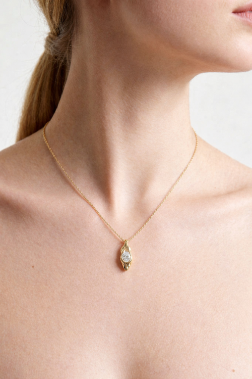 Long Pendant Bezel Necklace