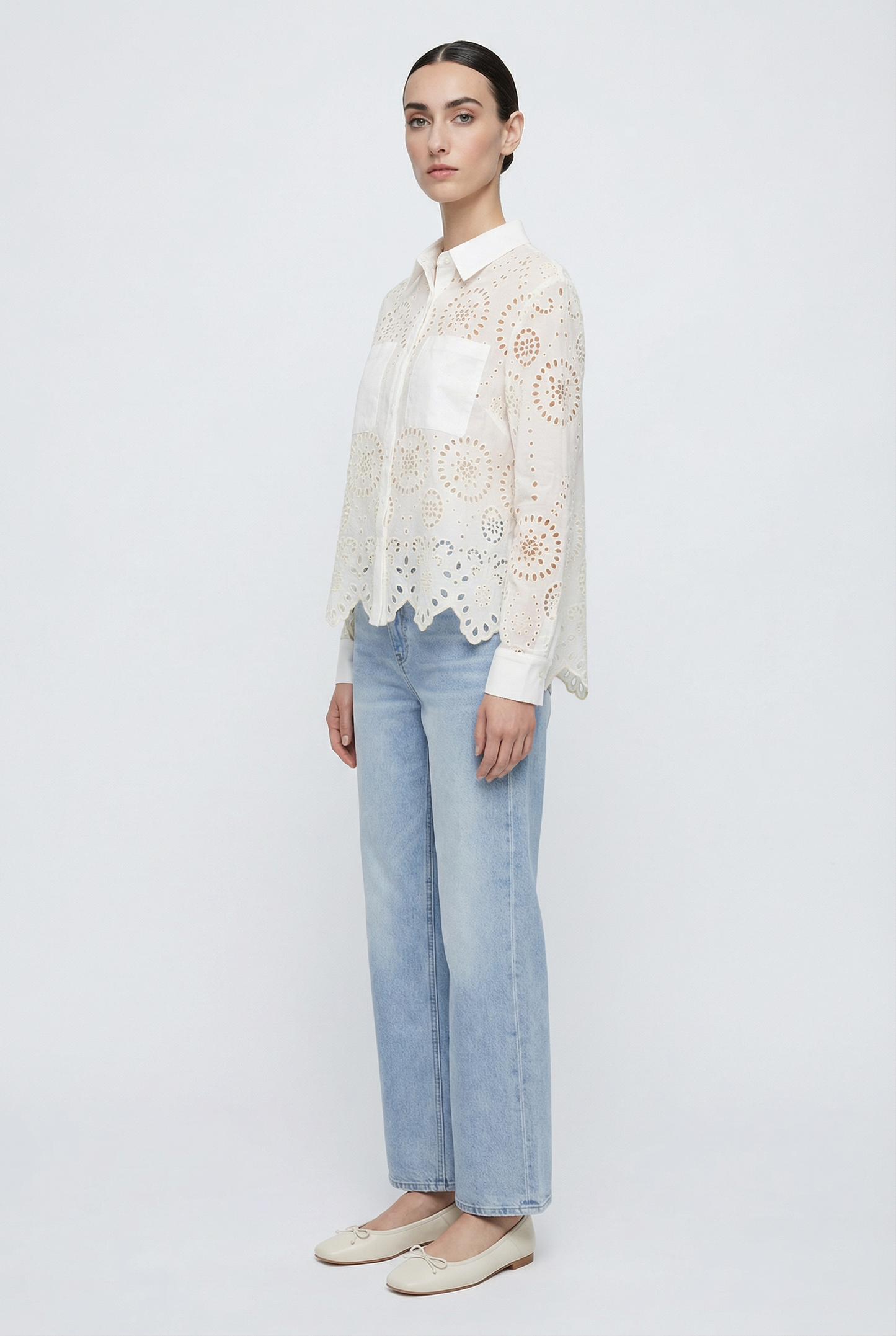 Luna Eyelet Button Down