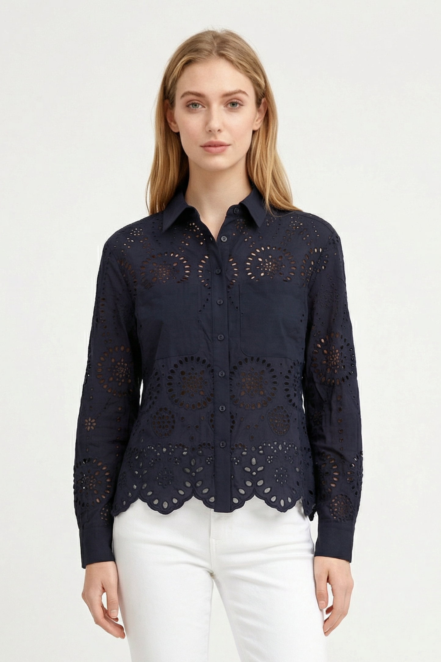 Luna Eyelet Button Down