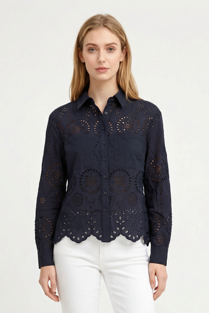 Luna Eyelet Button Down