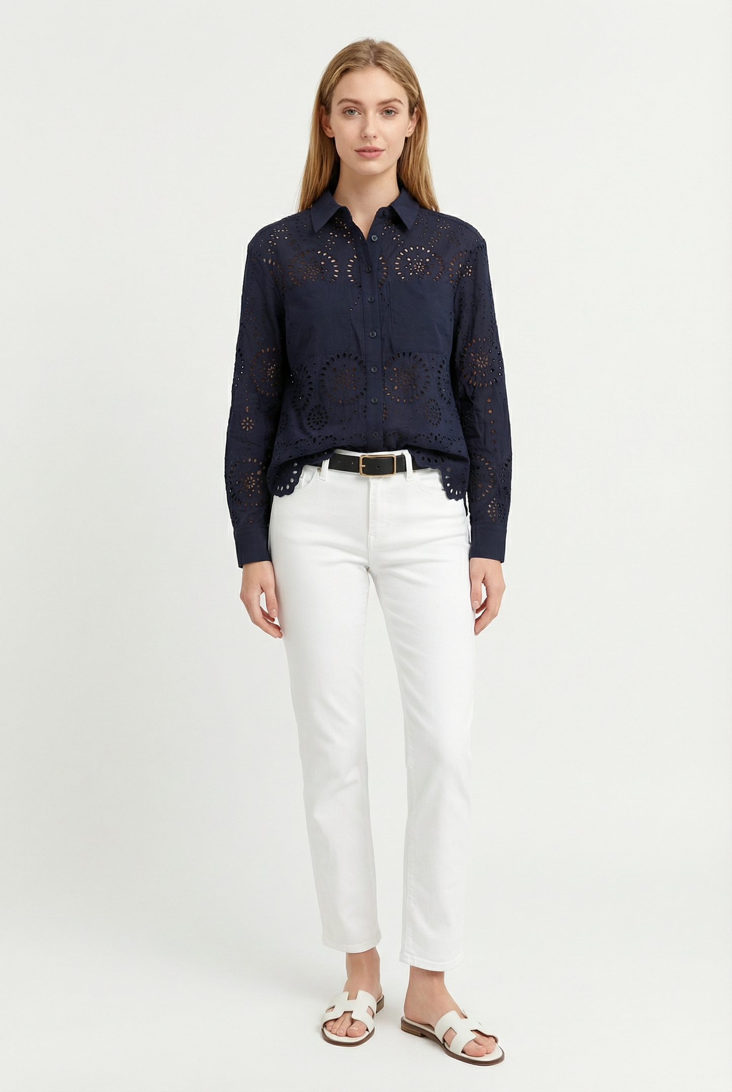 Luna Eyelet Button Down