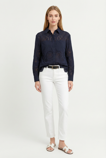 Luna Eyelet Button Down
