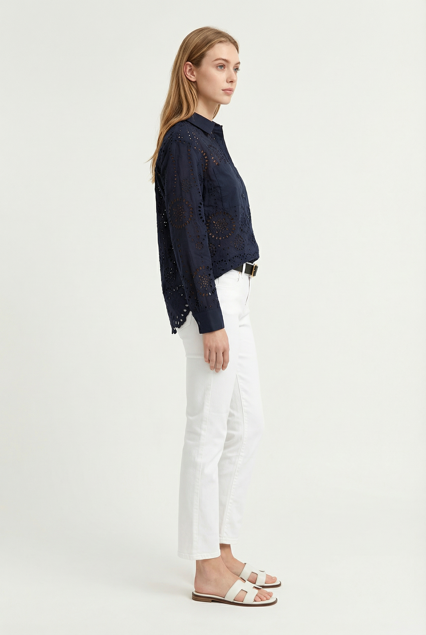 Luna Eyelet Button Down