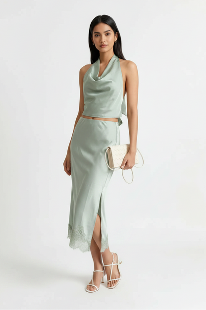 Luna Lace Trim Slip Skirt