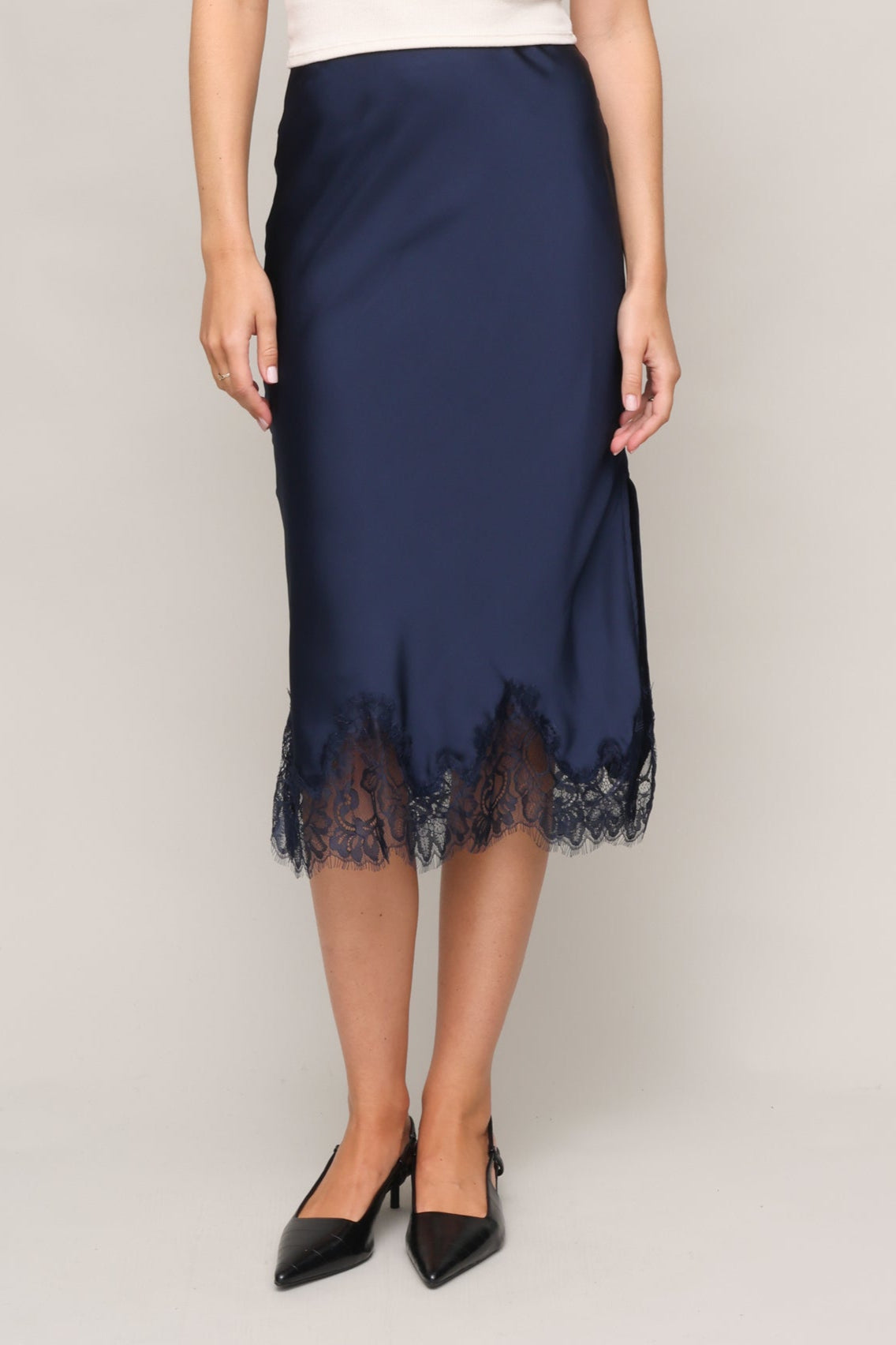 Luna Lace Trim Slip Skirt