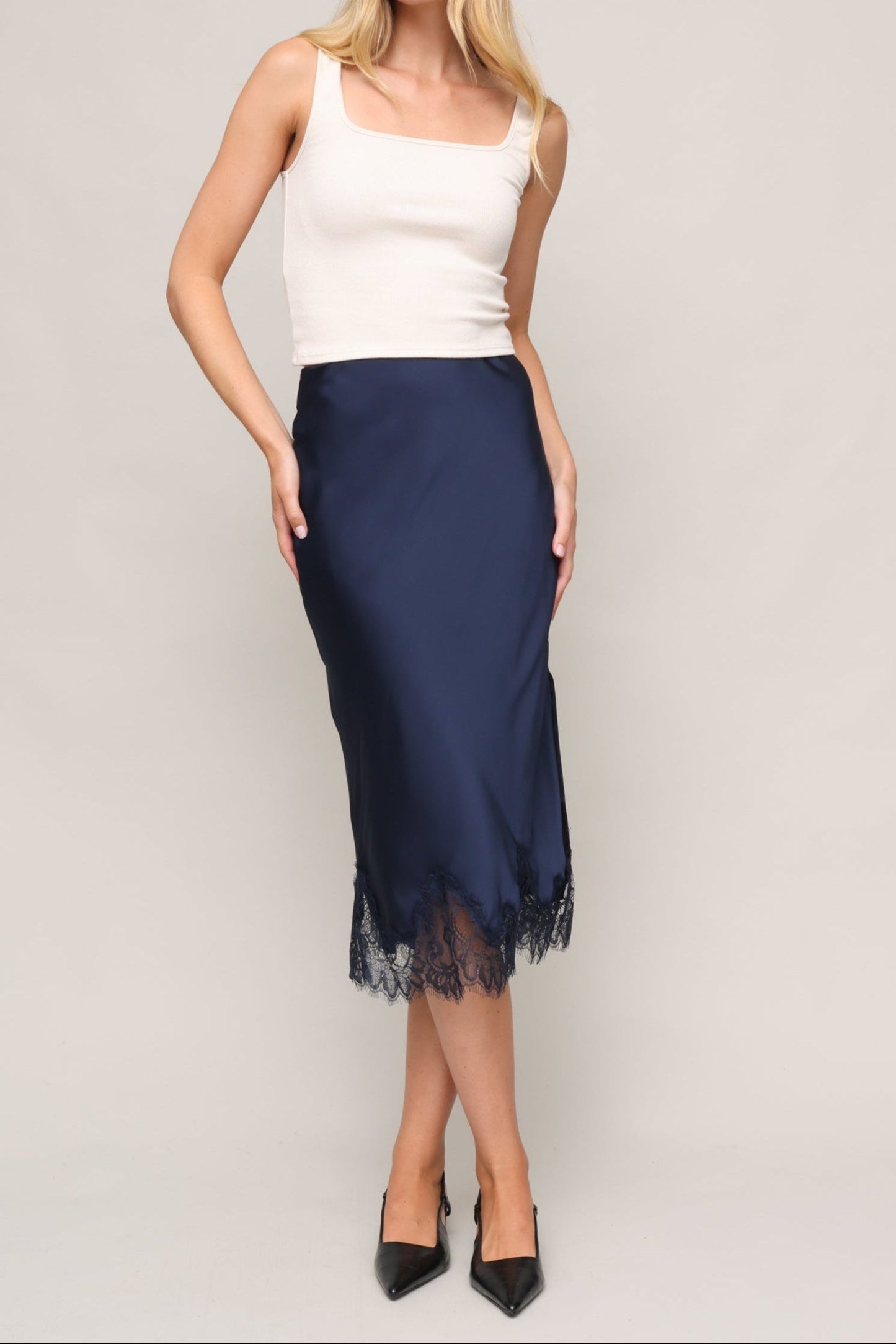 Luna Lace Trim Slip Skirt