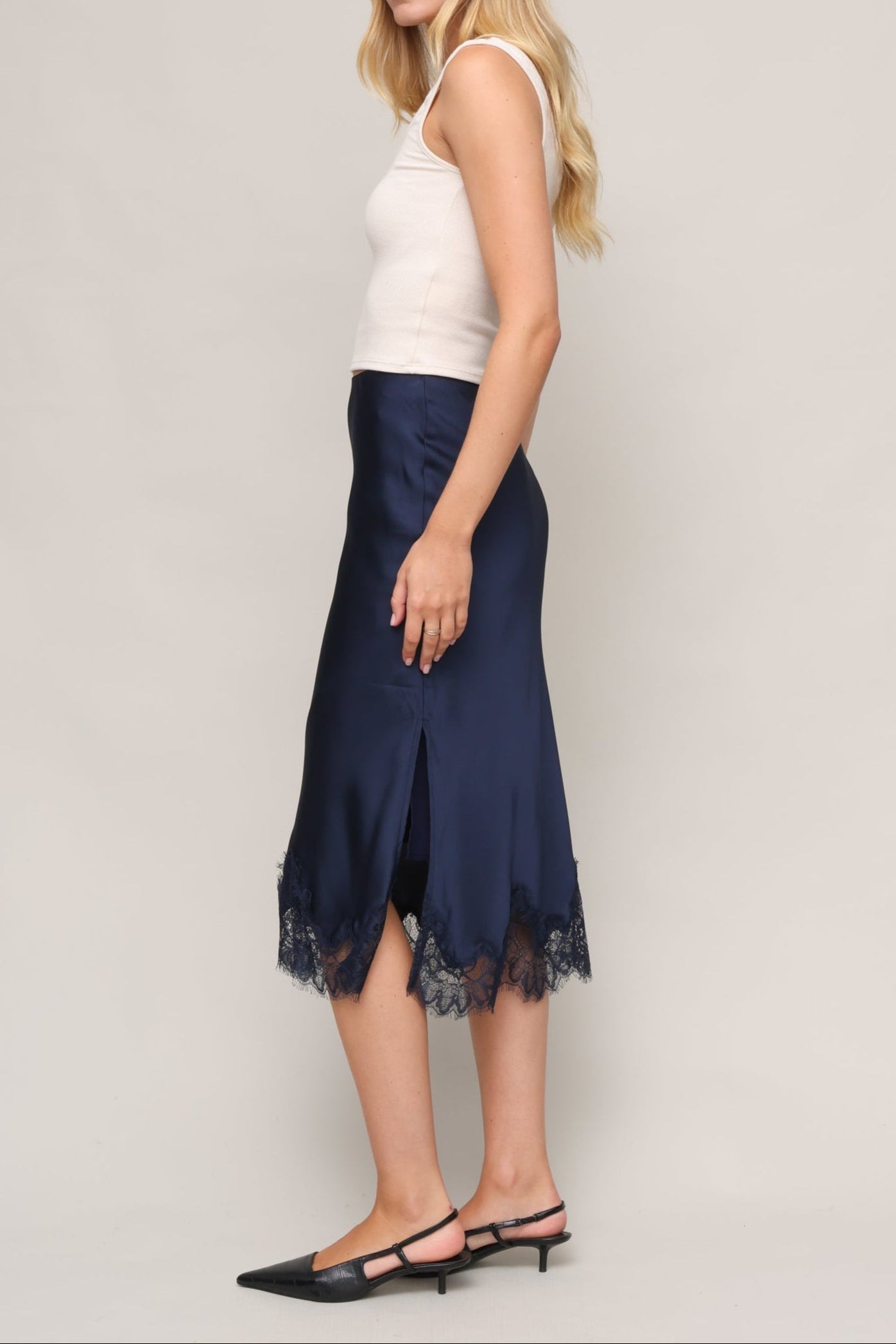 Luna Lace Trim Slip Skirt