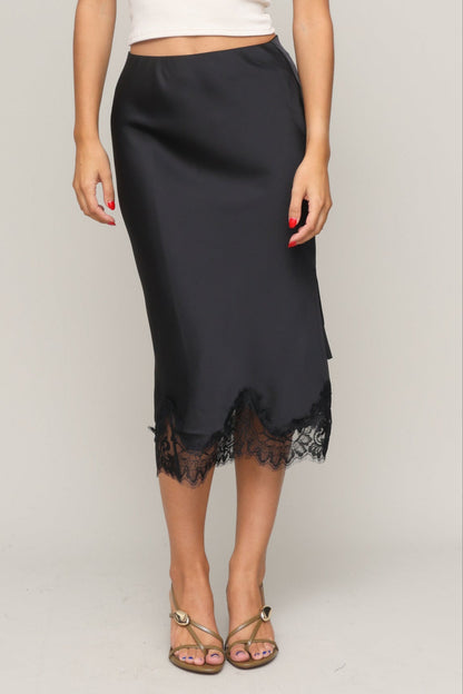 Luna Lace Trim Slip Skirt