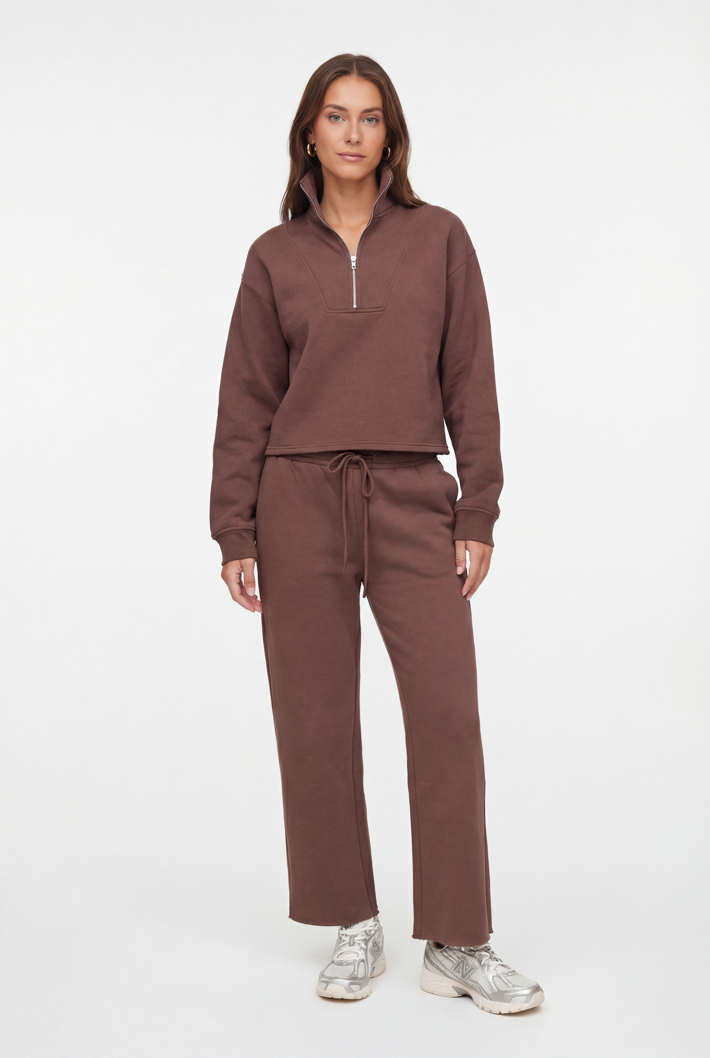 Luxe Raw Edge Zip Sweatshirt