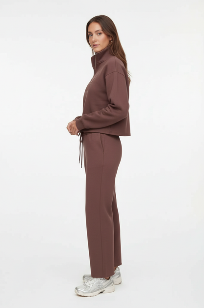 Luxe Raw Edge Zip Sweatshirt