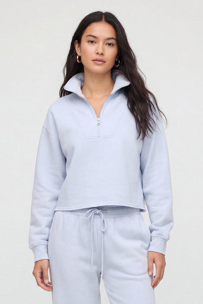 Luxe Raw Edge Zip Sweatshirt