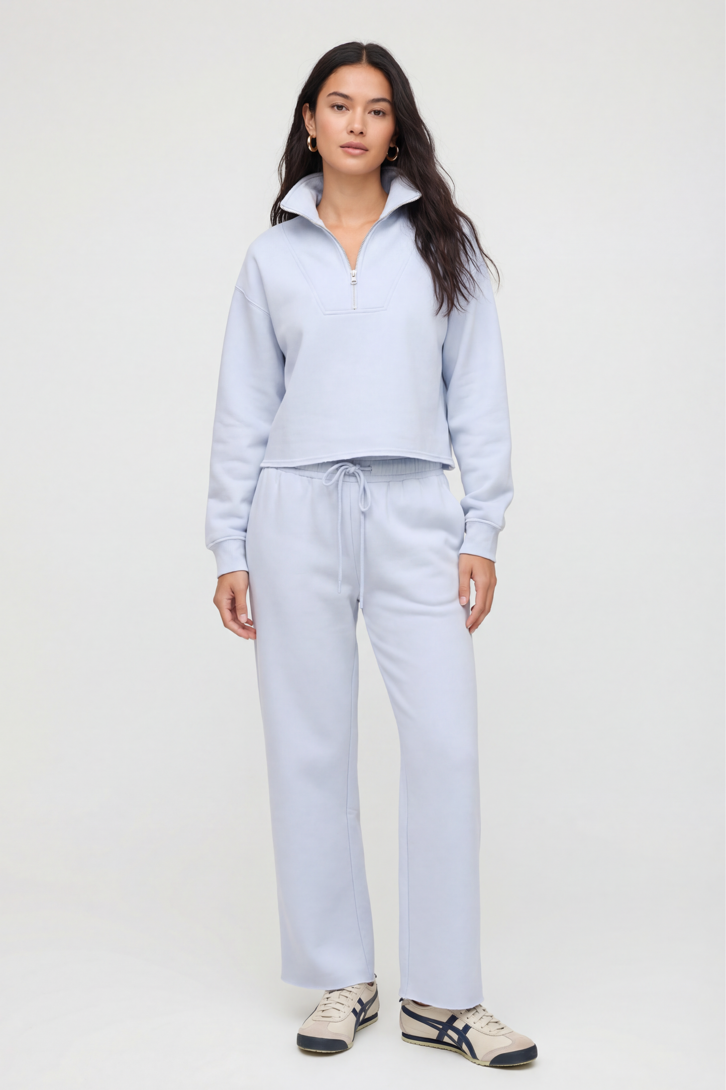 Luxe Raw Edge Zip Sweatshirt