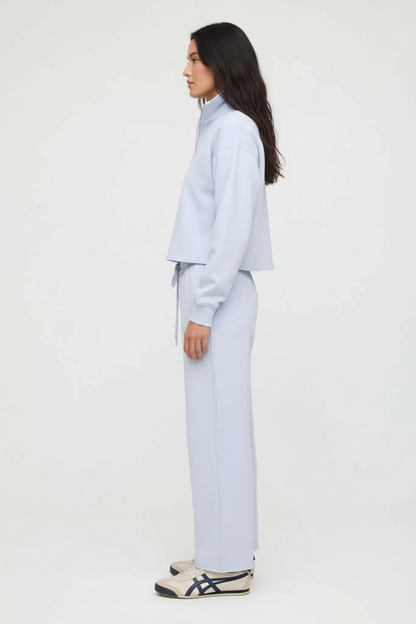 Luxe Raw Edge Zip Sweatshirt