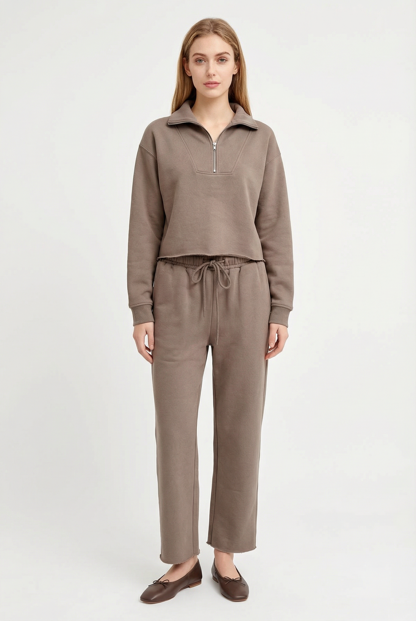 Luxe Raw Edge Zip Sweatshirt