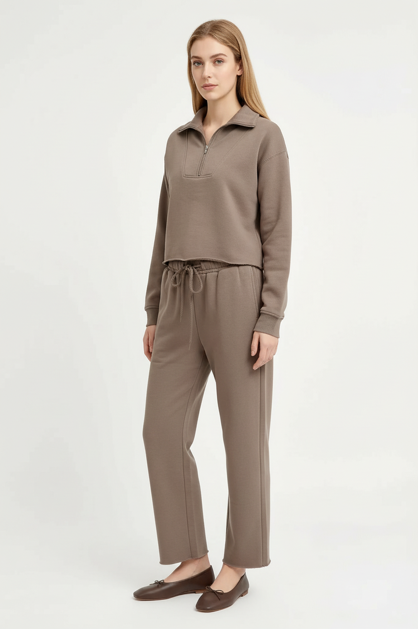 Luxe Raw Edge Zip Sweatshirt