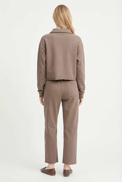 Luxe Raw Edge Zip Sweatshirt