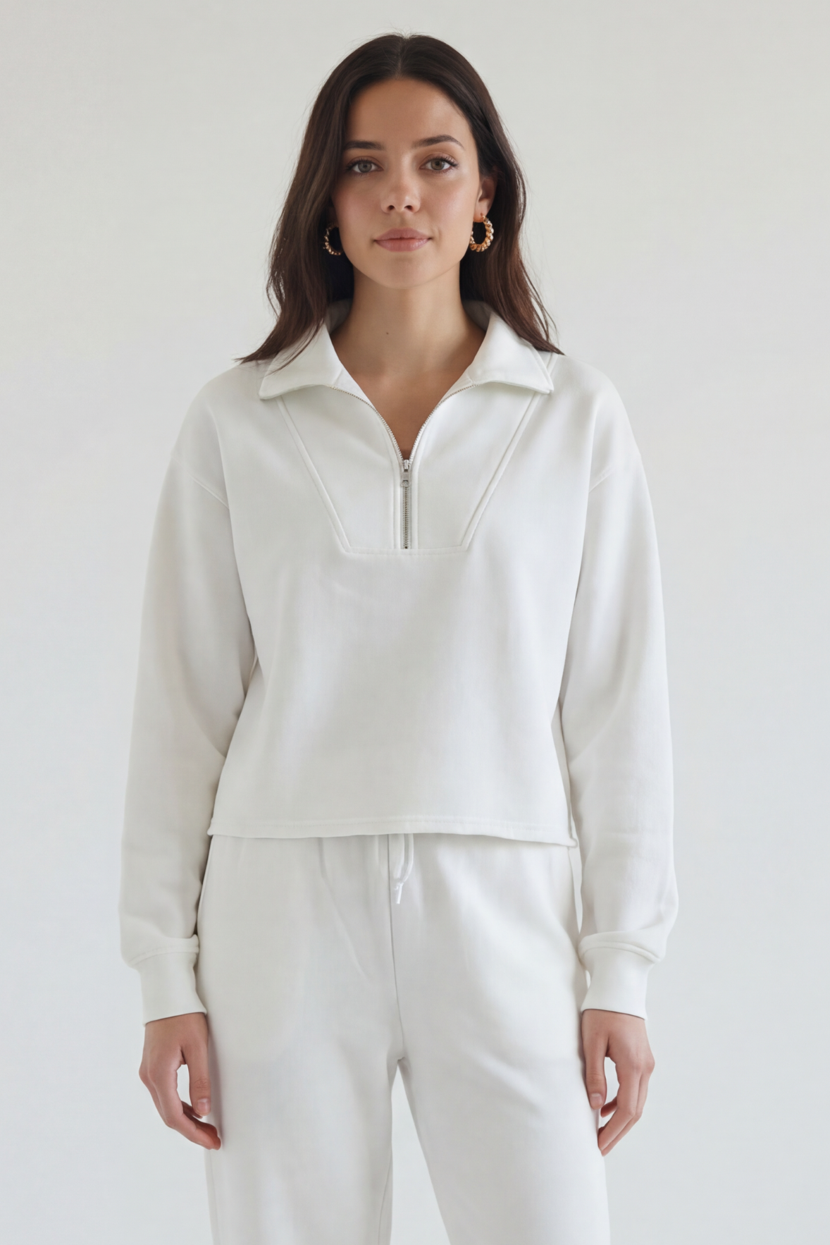 Luxe Raw Edge Zip Sweatshirt