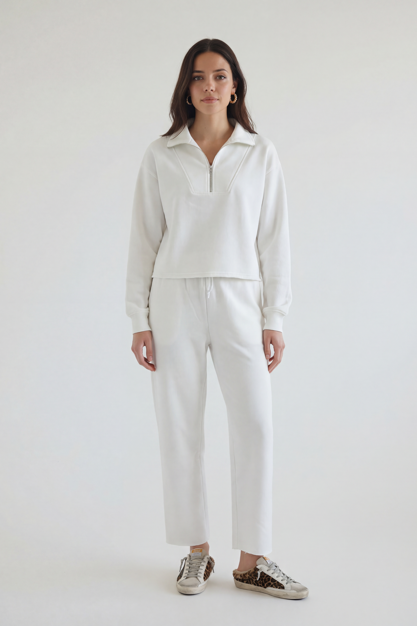 Luxe Raw Edge Zip Sweatshirt