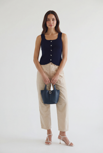 Macie Button Knit Top
