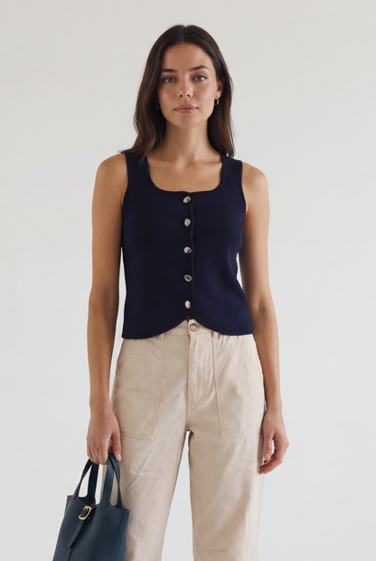 Macie Button Knit Top