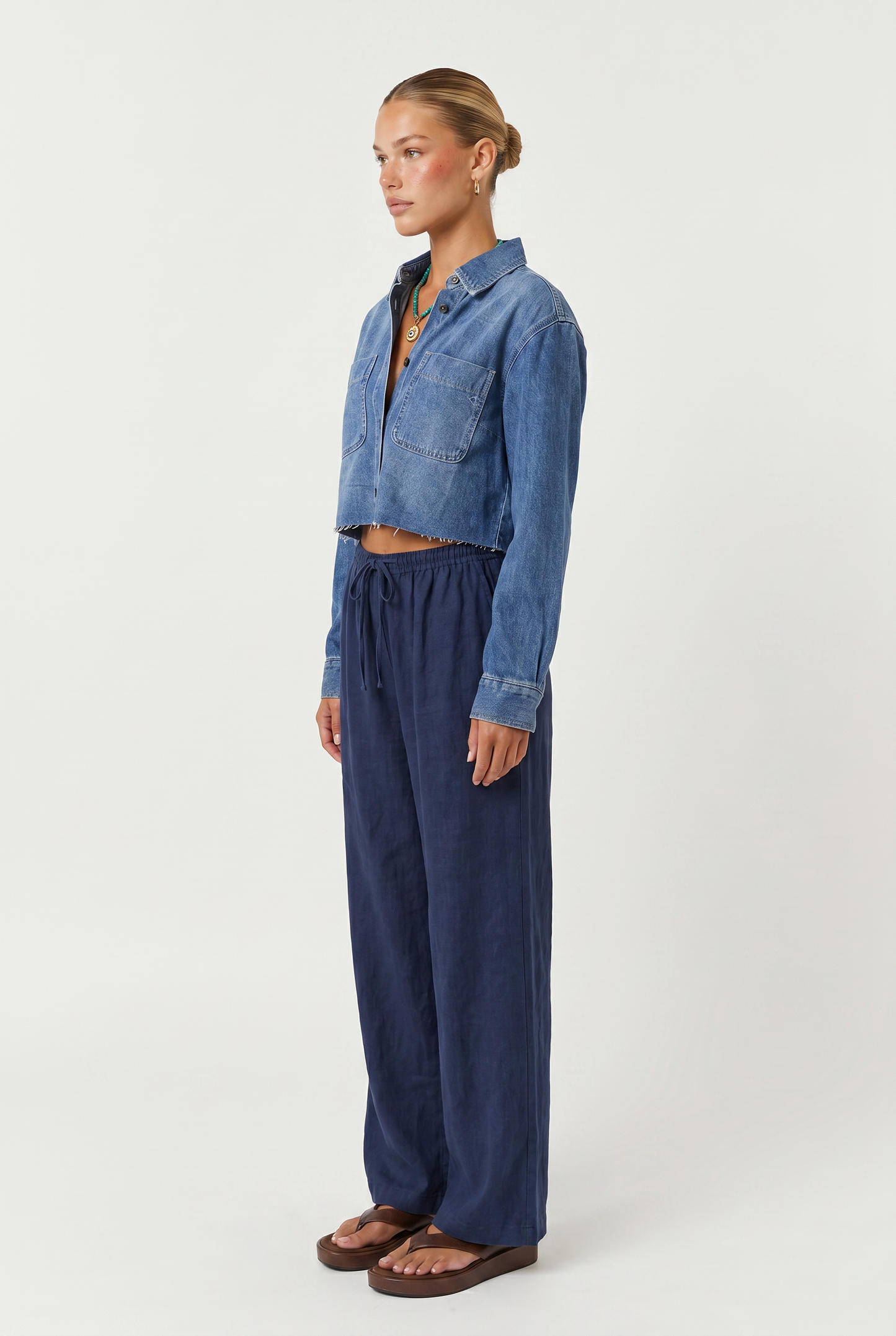Medium Wash Denim Button Front