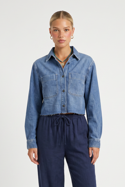 Medium Wash Denim Button Front