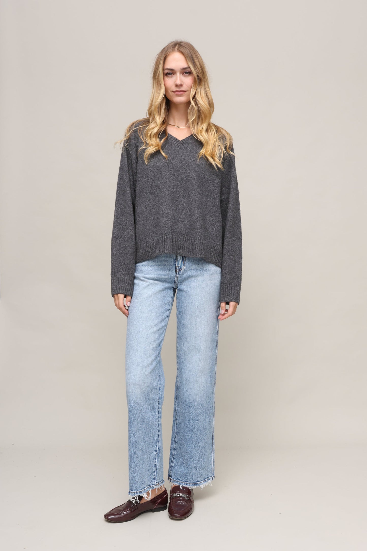 Mid Rise Slim Wide Leg