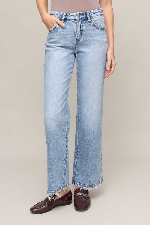 Mid Rise Slim Wide Leg