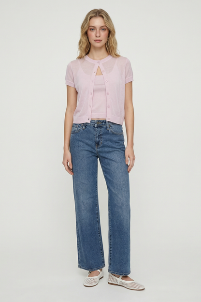 Mid Rise Slim Wide Leg