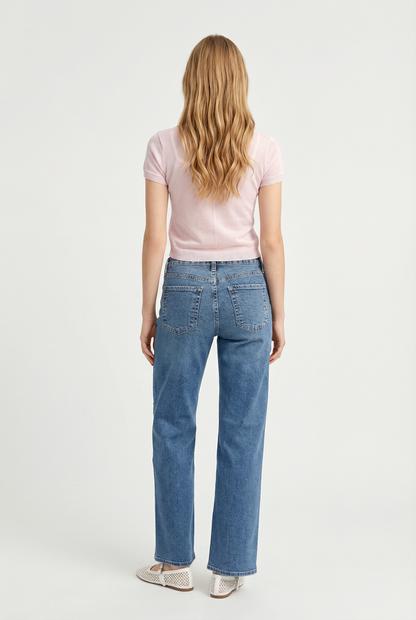 Mid Rise Slim Wide Leg